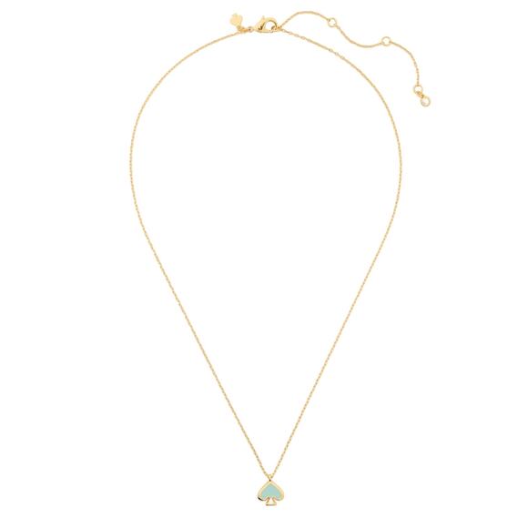 Kate Spade Everyday Spade Enamel Necklace in Crystal Blue and Gold Tone - Picture 3 of 5